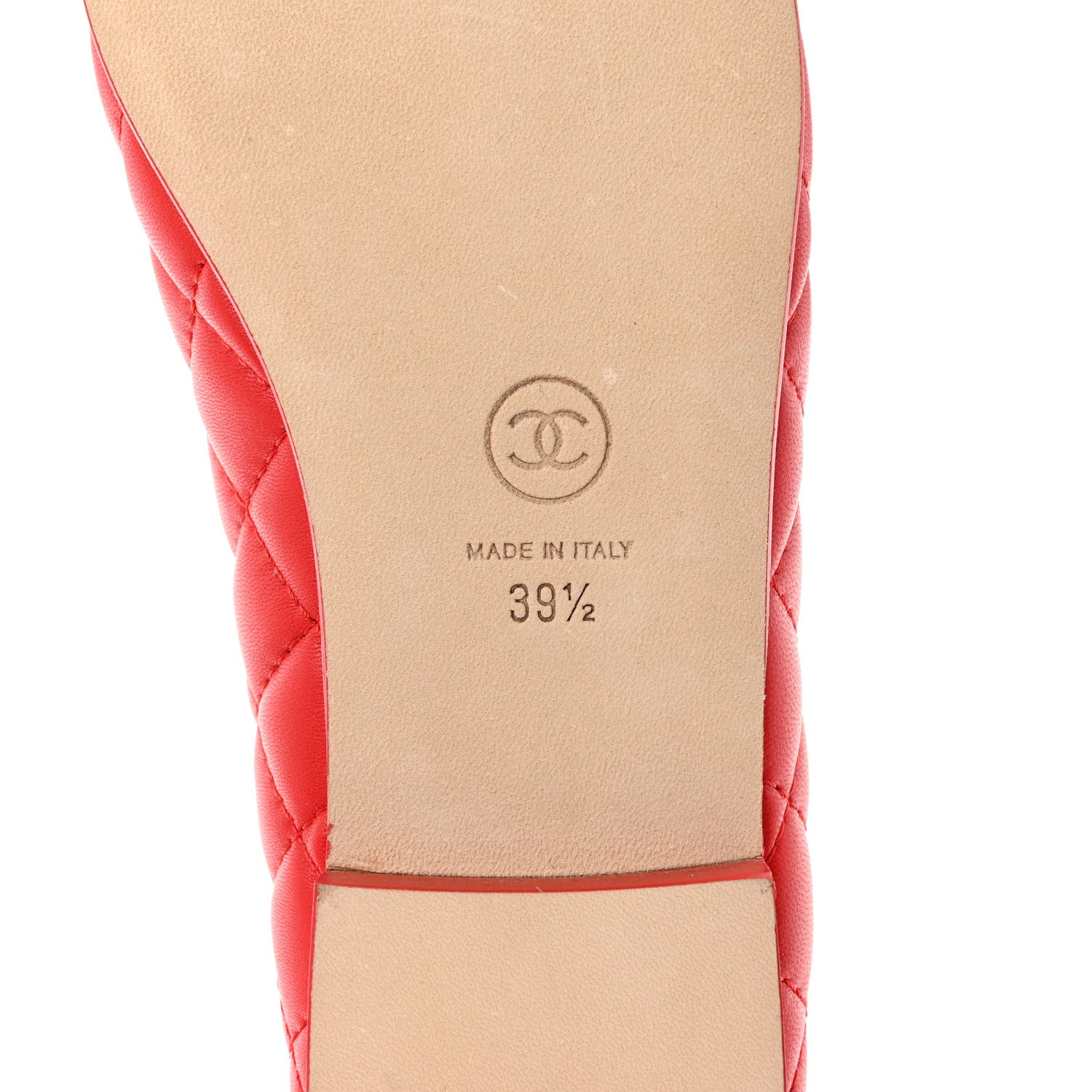 Chanel Lambskin Quilted CC Cap Toe Ballerina Flats 39.5 Red 8 of 10
