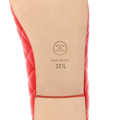 Chanel Lambskin Quilted CC Cap Toe Ballerina Flats 39.5 Red 8 of 10