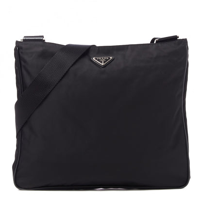 Prada Tessuto Nylon Saffiano Flat Messenger Bag Black 1 of 9