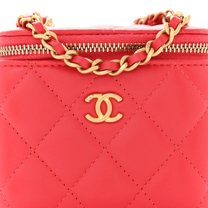 Chanel Lambskin Quilted Pearl Crush Mini Vanity Case With Chain Dark Pink 8 of 11