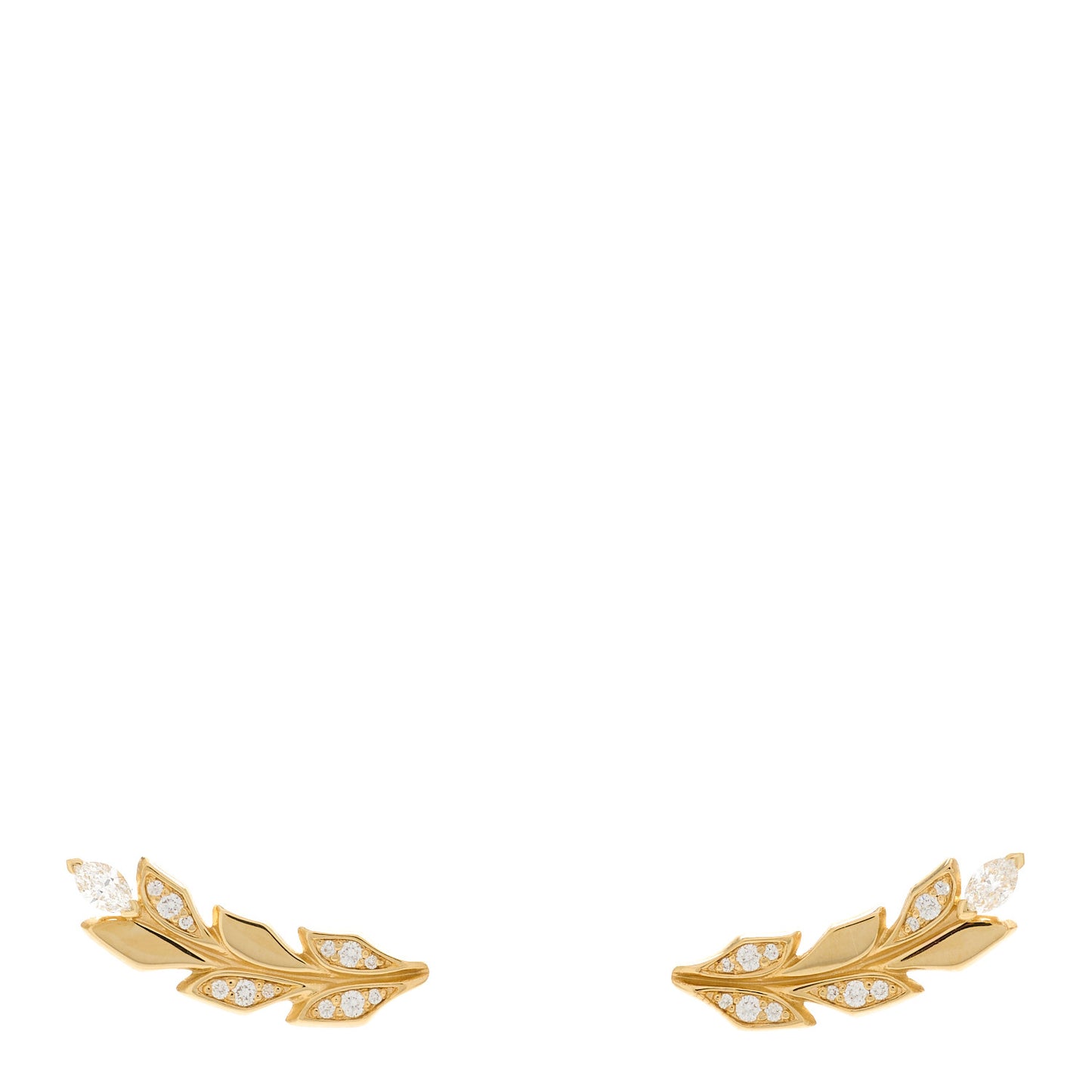 18K Yellow Gold Diamond Victoria Vine Climber Earrings