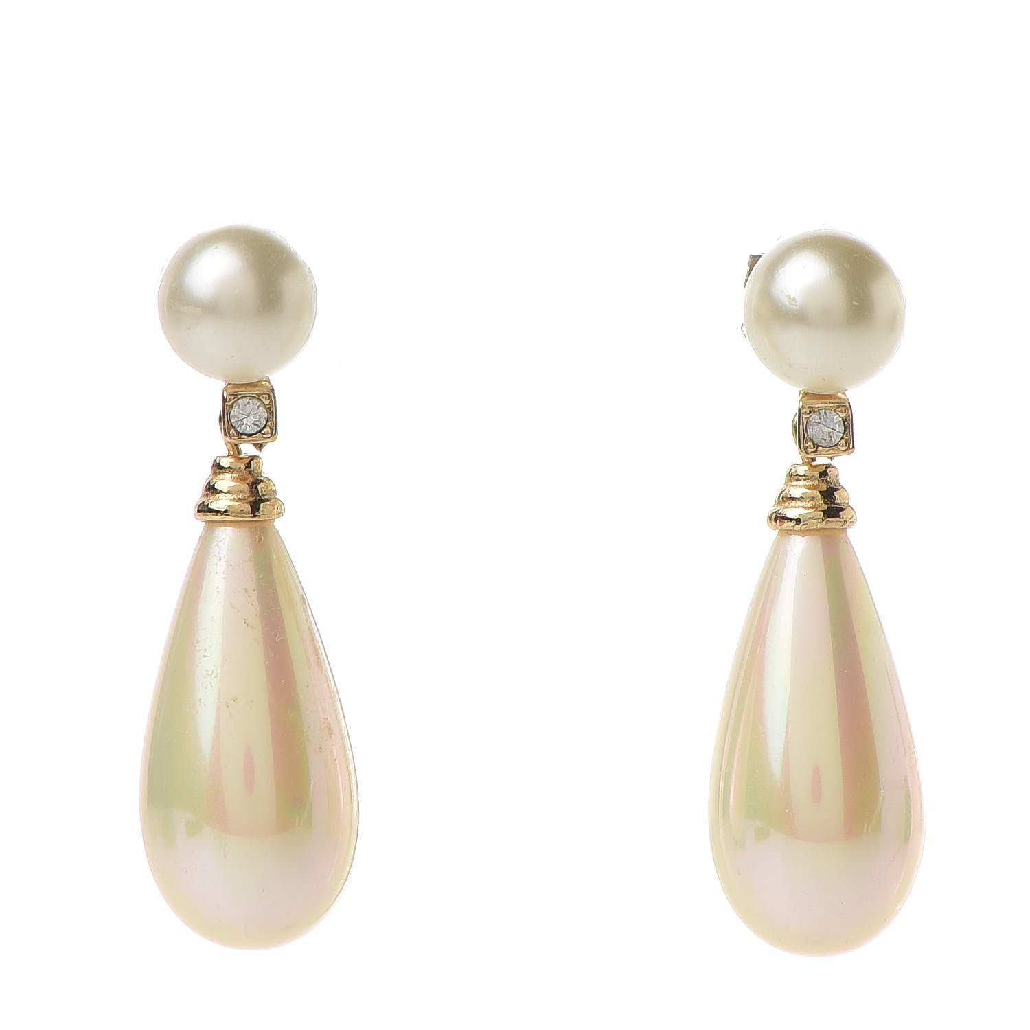 Christian Dior Pearl Crystal Drop Earrings 1 of 6