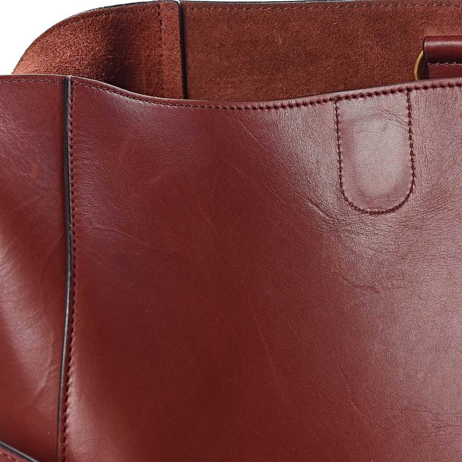 Celine Natural Calfskin Sangle Bucket Bag Red Wood 9 of 18