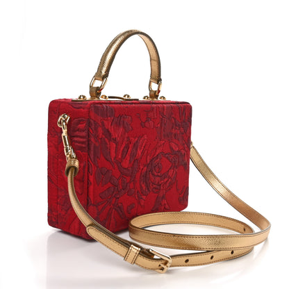Dolce & Gabbana Brocade Dauphine Crystal Embellished Box Bag Red Gold 3 of 9