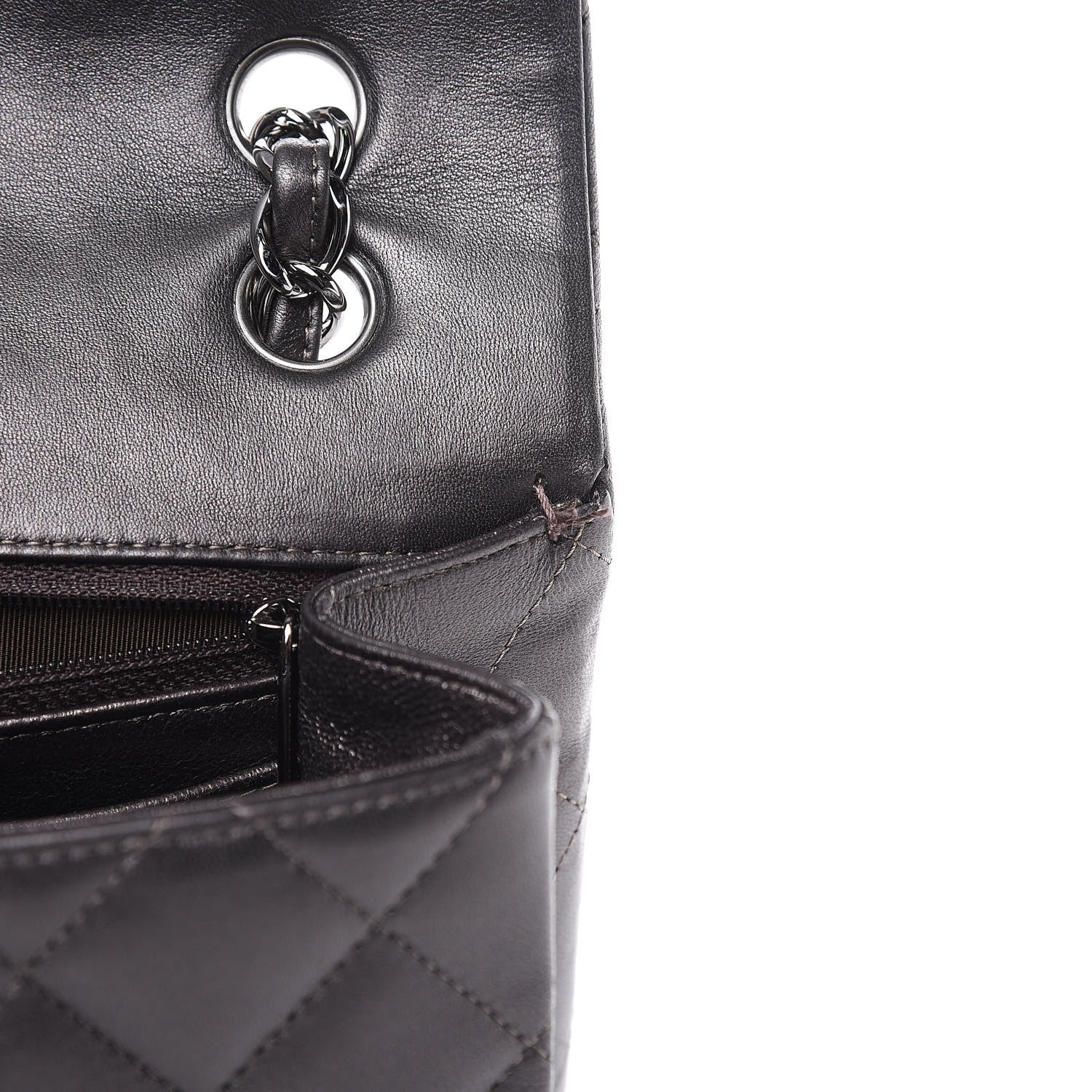 Chanel Metallic Lambskin Quilted Maxi Single Flap Dark Grey 12 of 21