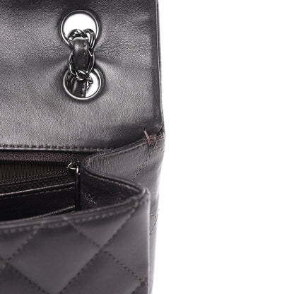 Chanel Metallic Lambskin Quilted Maxi Single Flap Dark Grey 12 of 21