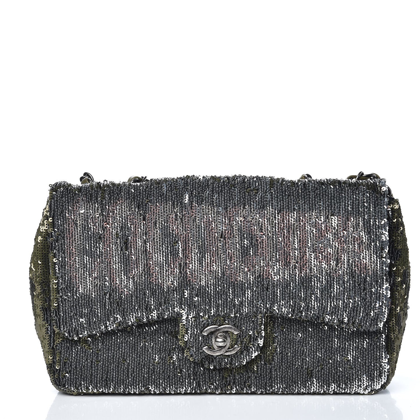 Sequin Coco Cuba Medium Single Flap Khaki