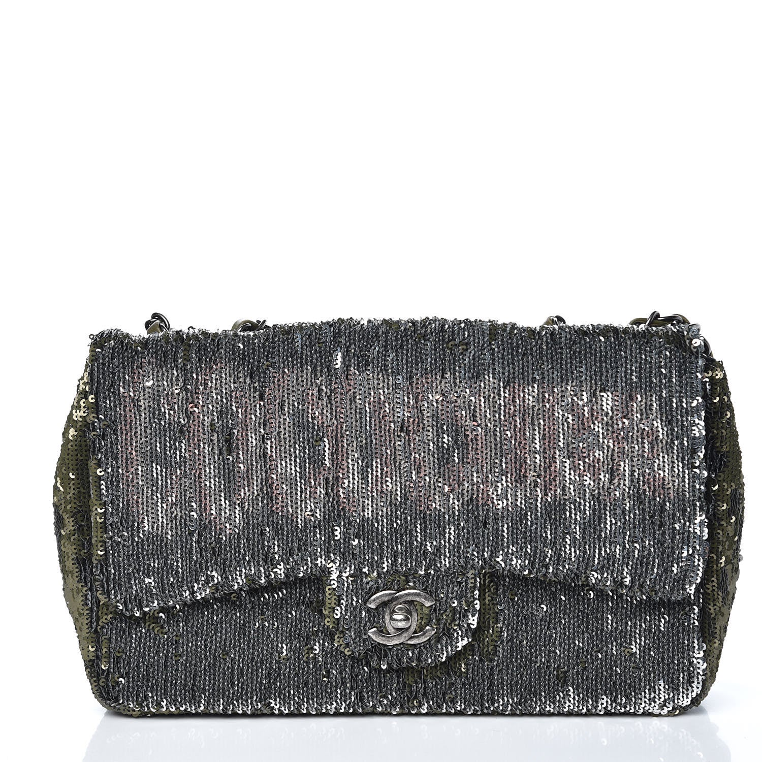 Chanel Sequin Coco Cuba Medium Single Flap Khaki 6 of 14