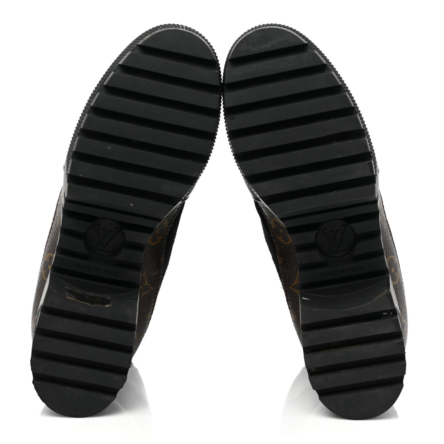 Suede Calfskin Monogram Laureate Platform Desert Boots 38.5 Black