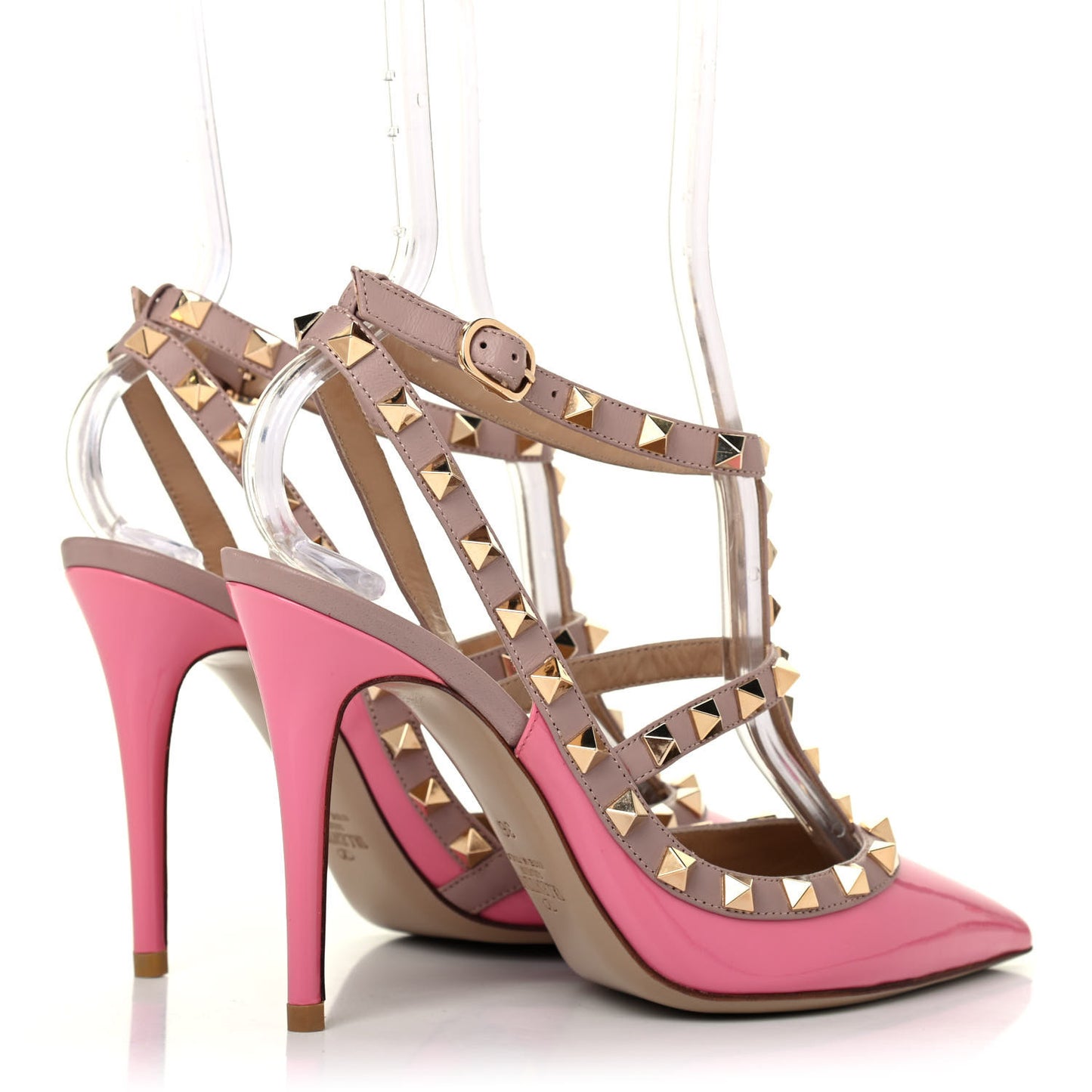 Patent Nappa Rockstud Ankle Strap 100mm Pumps 36 Fuxia Poudre