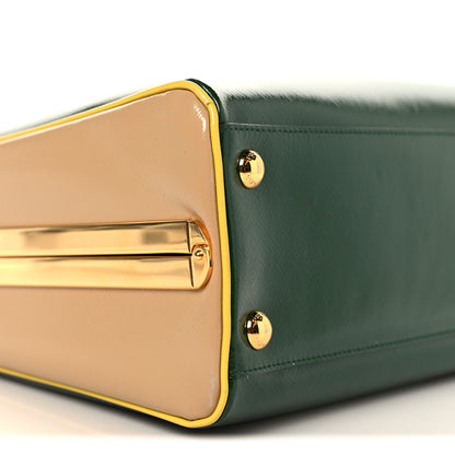 Prada Saffiano Vernice Pyramid Bag Larice Sabbia 7 of 10