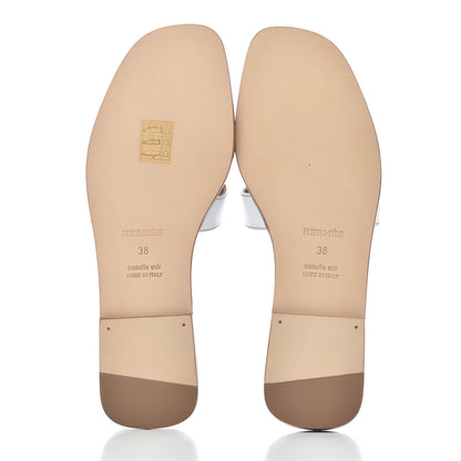 Hermes Box Calfskin Oran Sandals 38 White 5 of 11