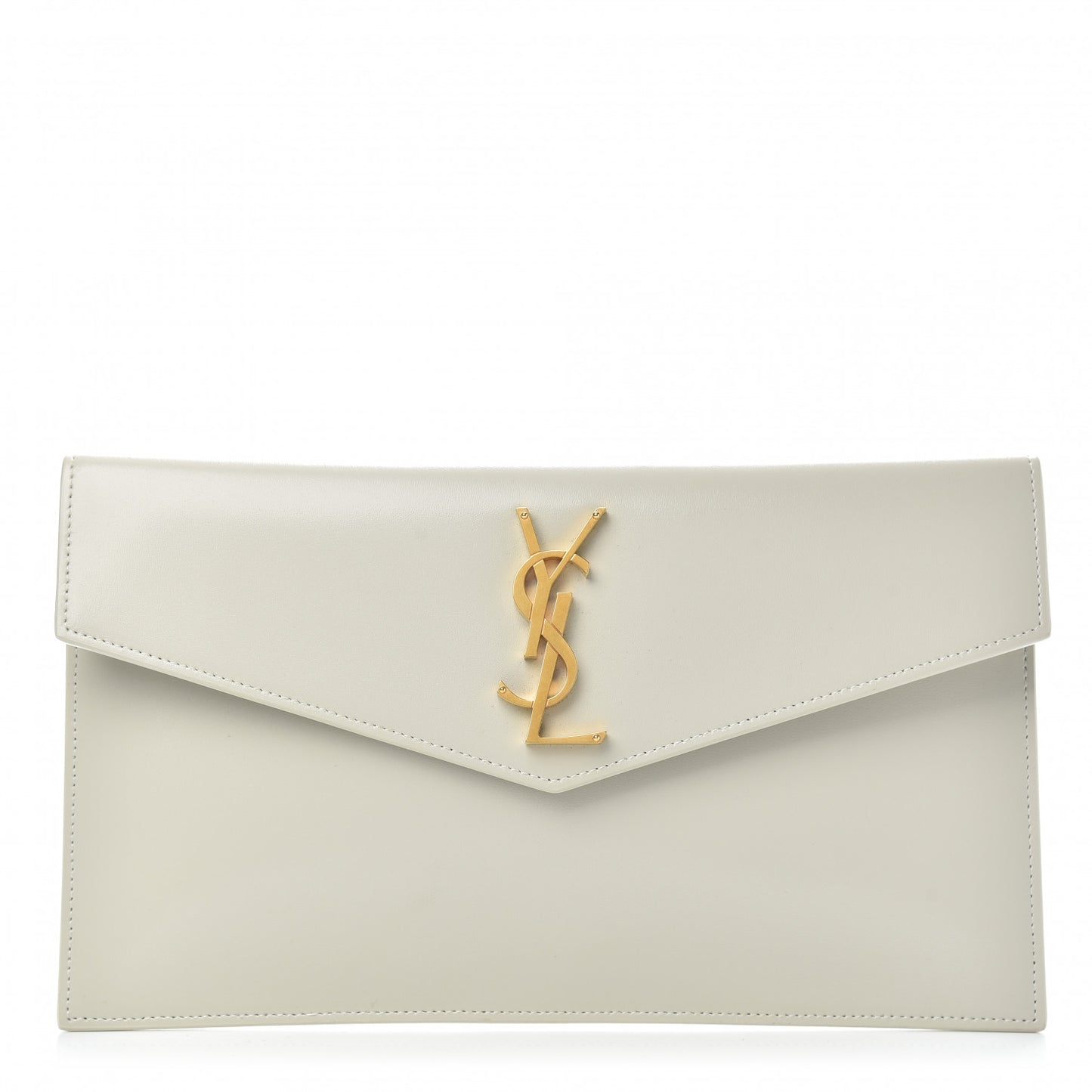 Smooth Shiny Calfskin Uptown Pouch Crema Soft