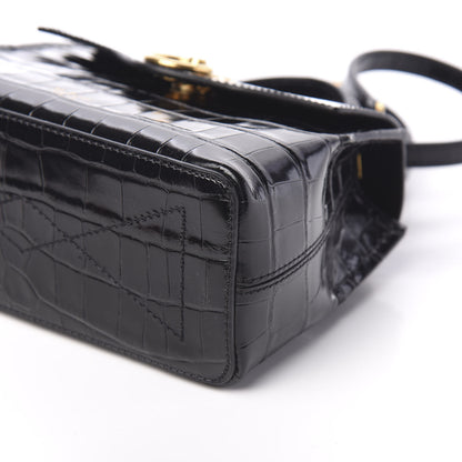 Mulberry Shiny Croc Calfskin Embossed Micro Seaton Black 7 of 8