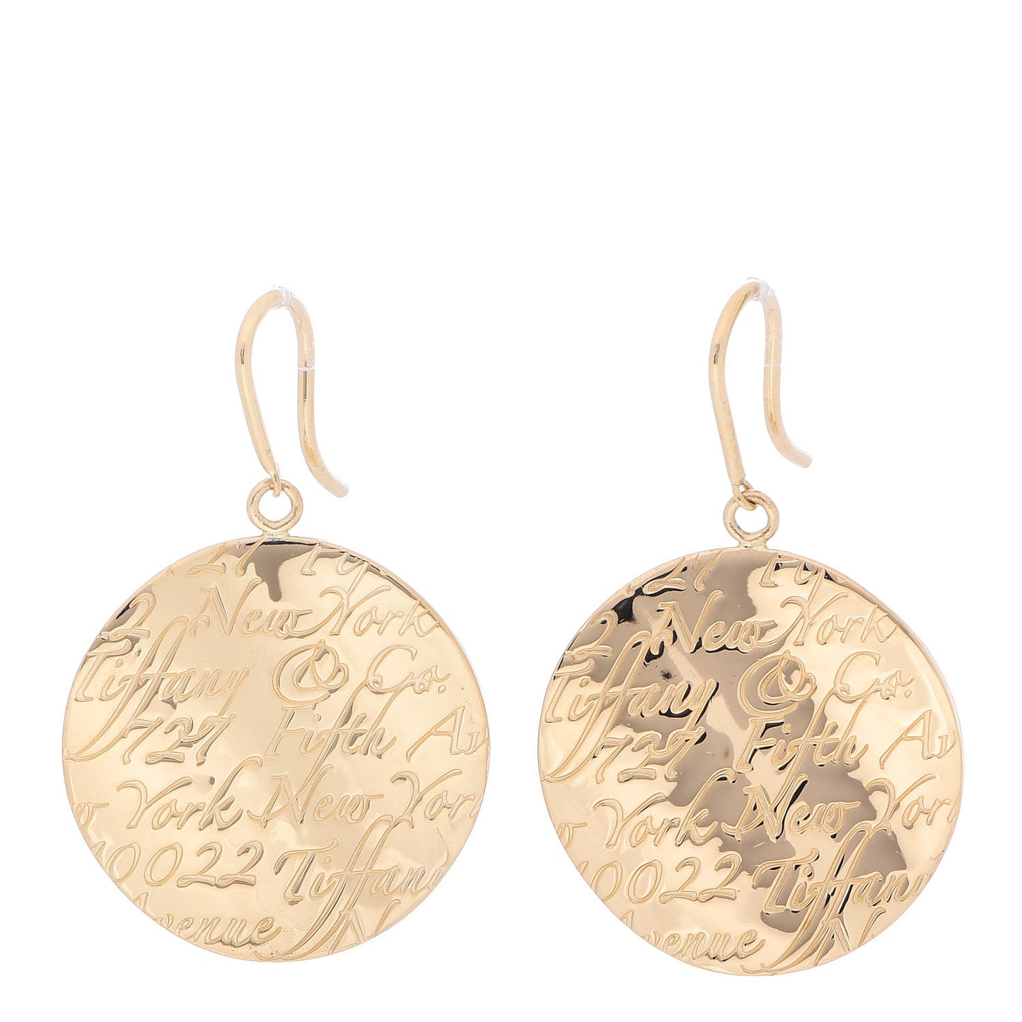 18K Yellow Gold Large Notes Round Drop Earrings