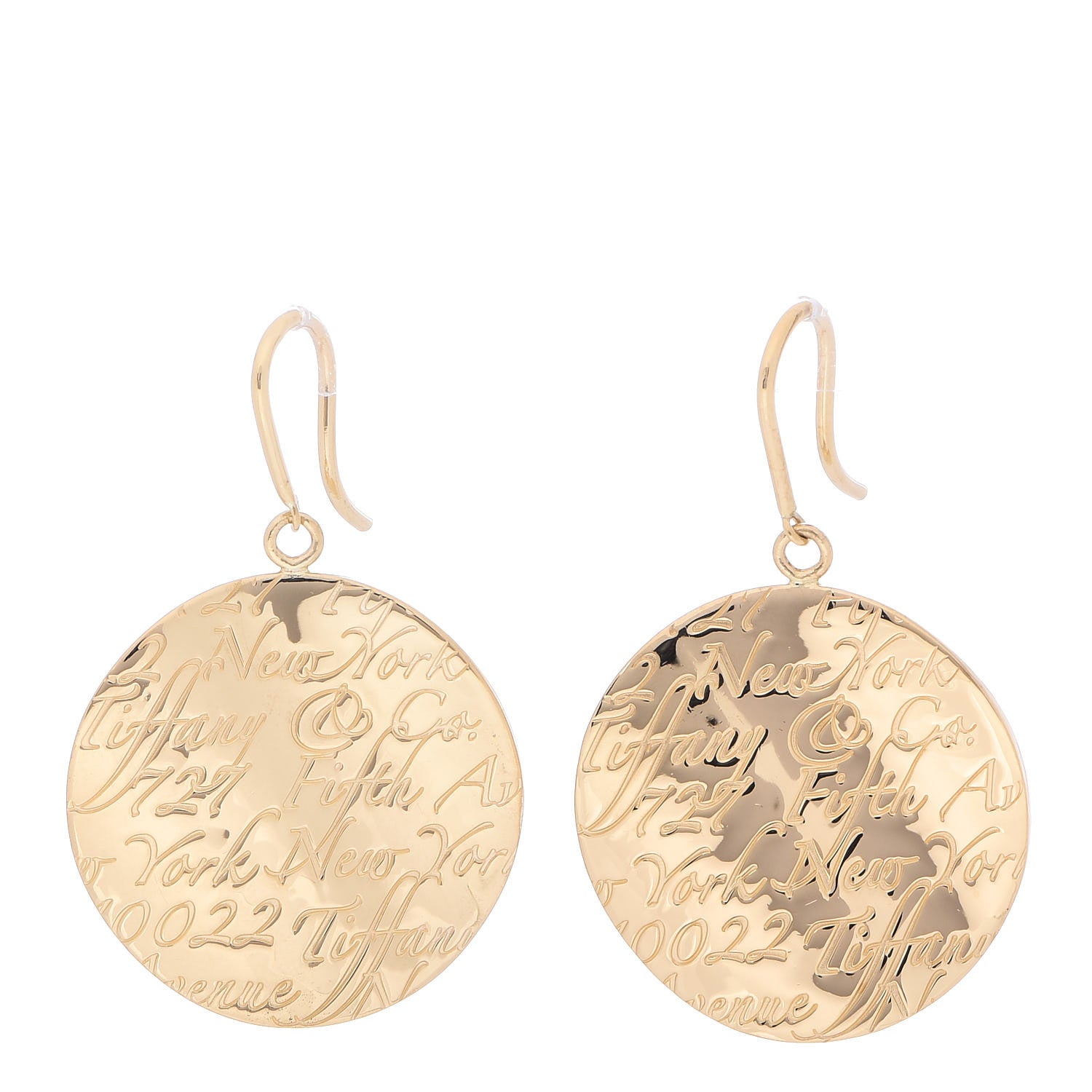 Tiffany 18K Yellow Gold Large Notes Round Drop Earrings 1 of 5