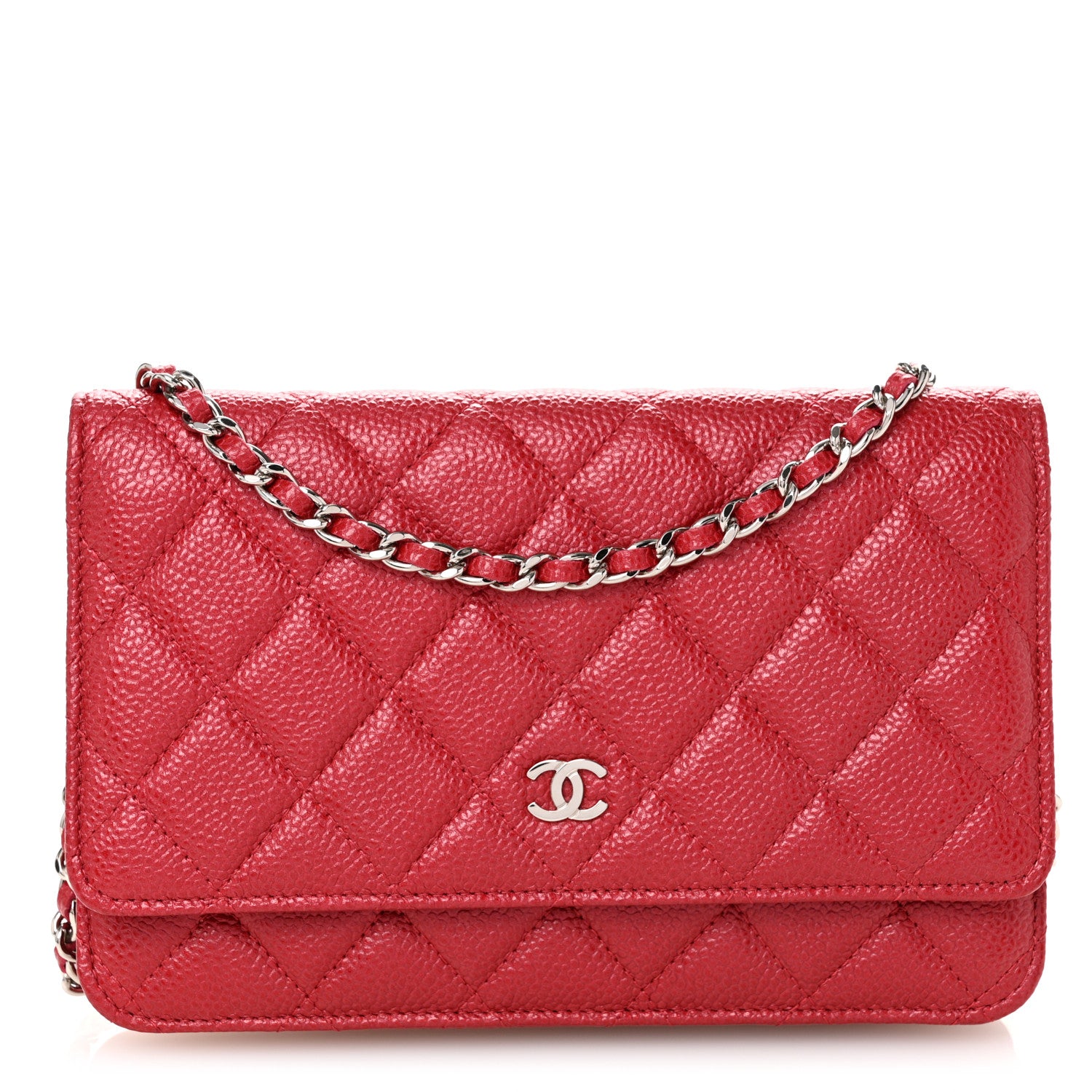 Chanel Iridescent Caviar Quilted Wallet On Chain WOC Red 1 of 11