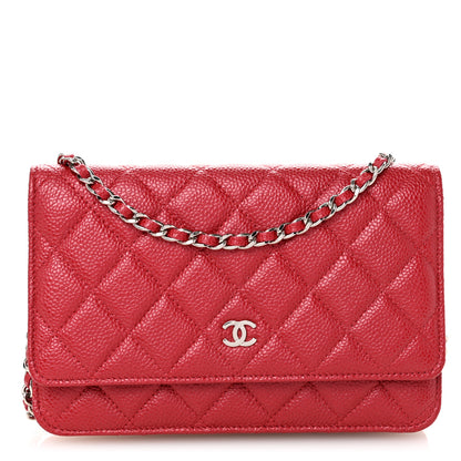 Chanel Iridescent Caviar Quilted Wallet On Chain WOC Red 1 of 11