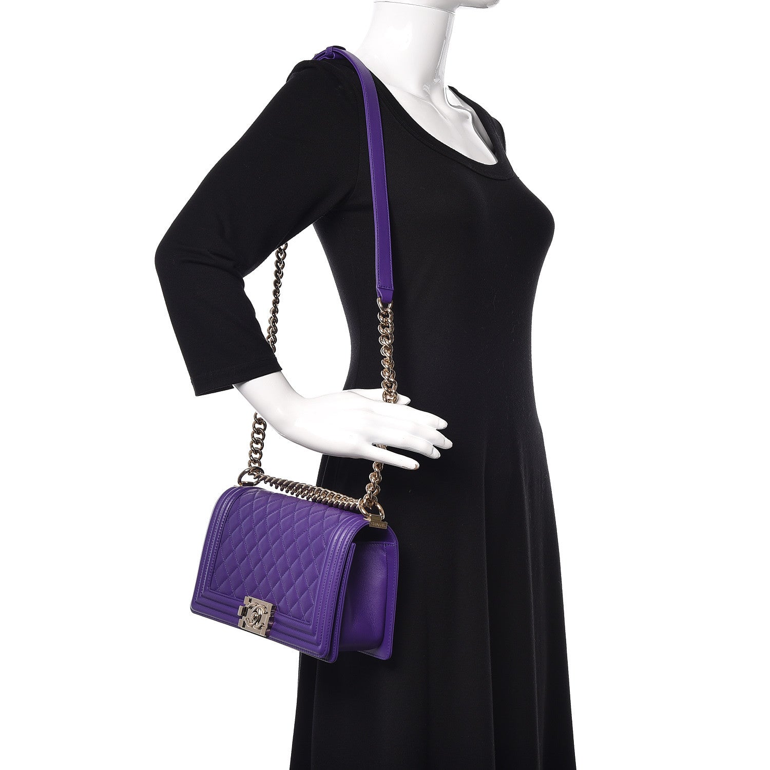 Chanel Calfskin Quilted Medium Boy Flap Purple 2 of 12