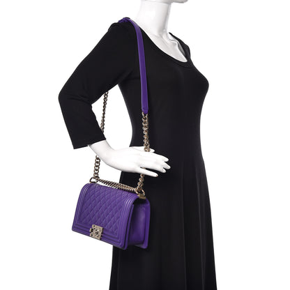 Chanel Calfskin Quilted Medium Boy Flap Purple 2 of 12