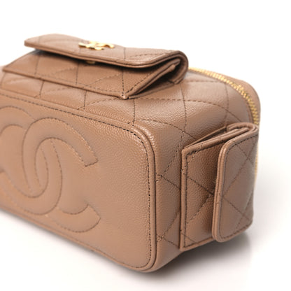 Chanel Caviar Quilted Polly Pocket East West Top Vanity With Chain Brown 10 of 10