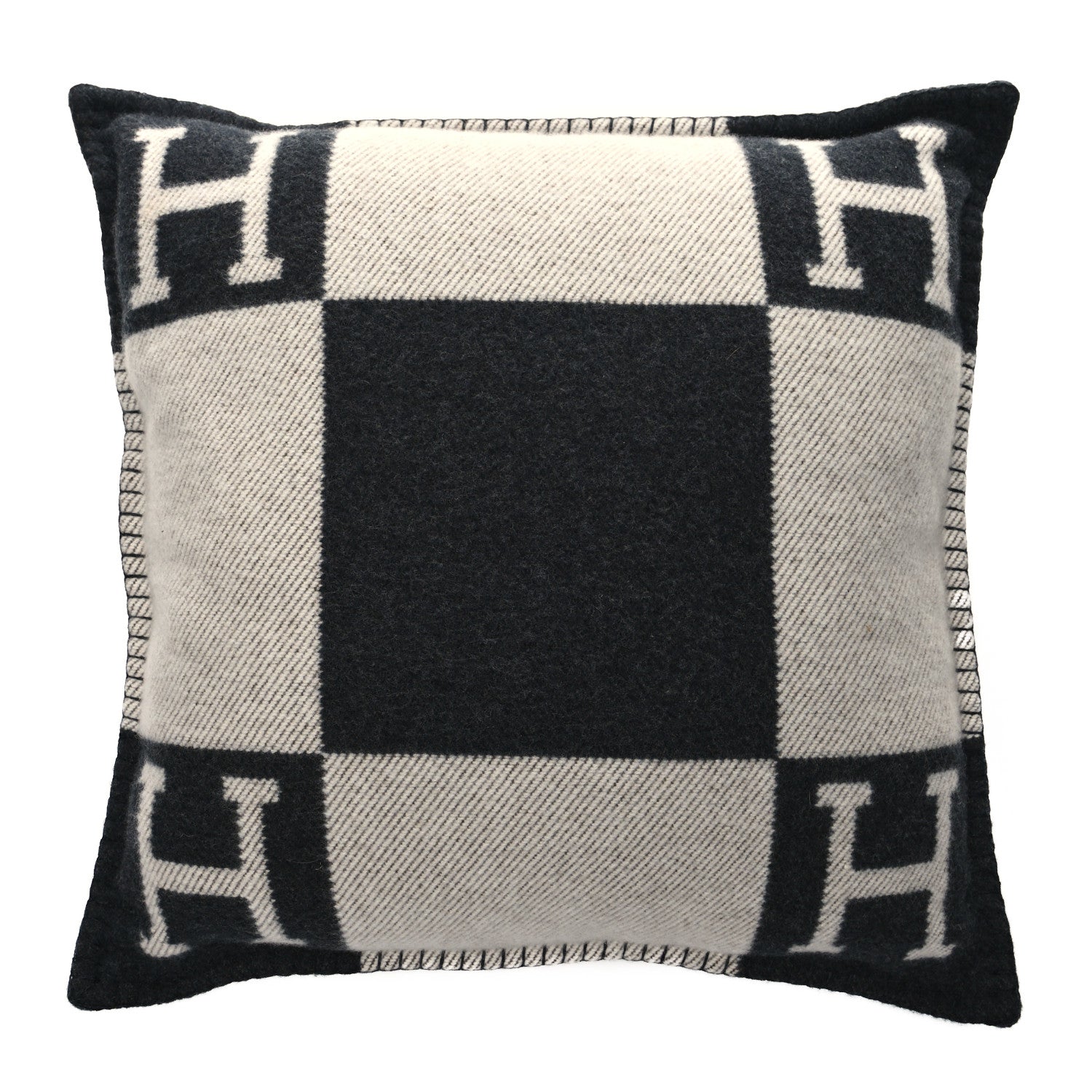 Hermes Wool Cashmere Avalon Pillow PM Ecru Gris Fonce 1 of 3