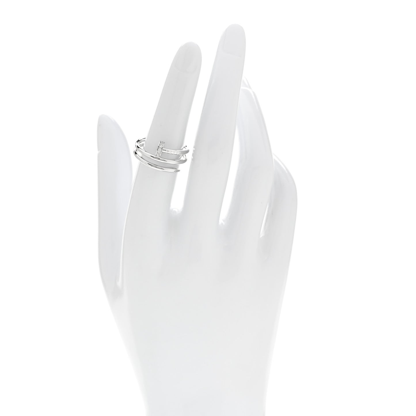18K White Gold Diamond Double Juste Un Clou Ring 53 6.25