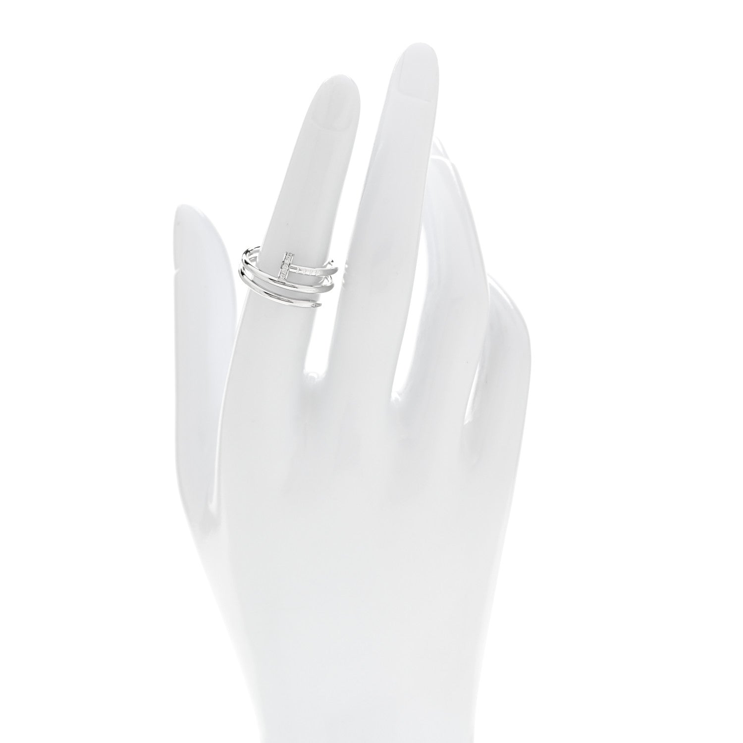 Cartier 18K White Gold Diamond Double Juste Un Clou Ring 53 6.25 2 of 6