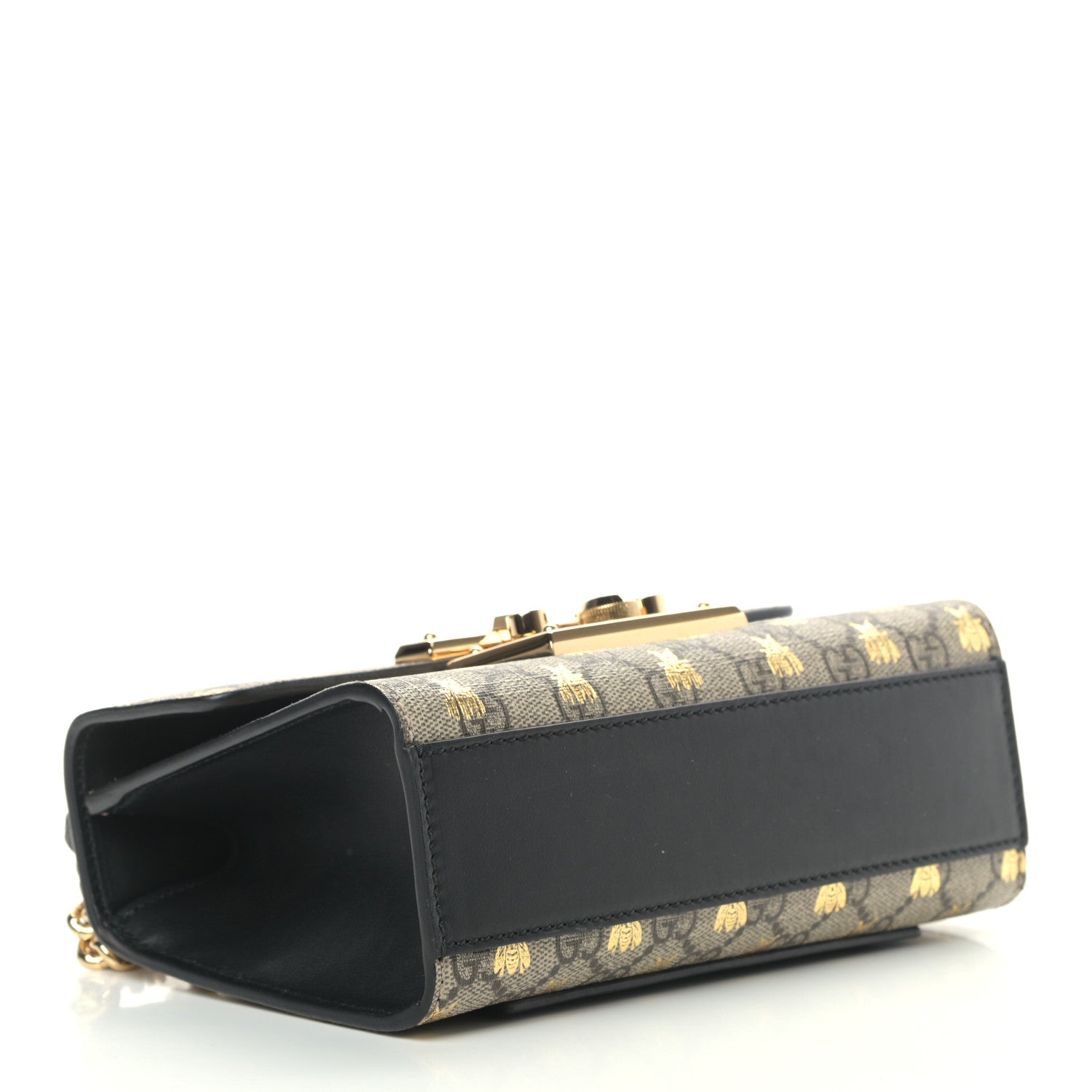 Gucci GG Supreme Monogram Bees Small Padlock Shoulder Bag Black 4 of 12