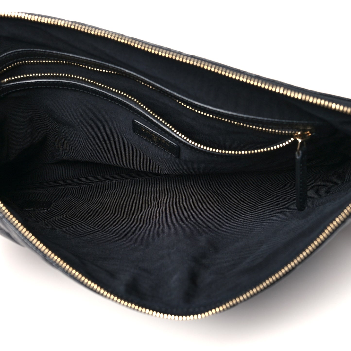 Iridescent Caviar Quilted Large Cosmetic Case Black