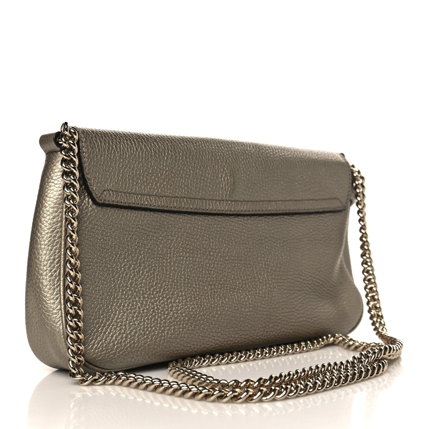 Metallic Pebbled Calfskin Medium Soho Flap Crossbody Golden Beige