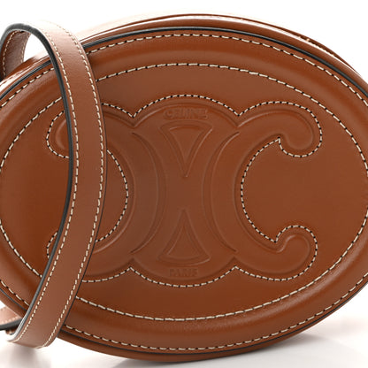 Celine Calfskin Cuir Small Triomphe Oval Crossbody Purse  Tan 8 of 10