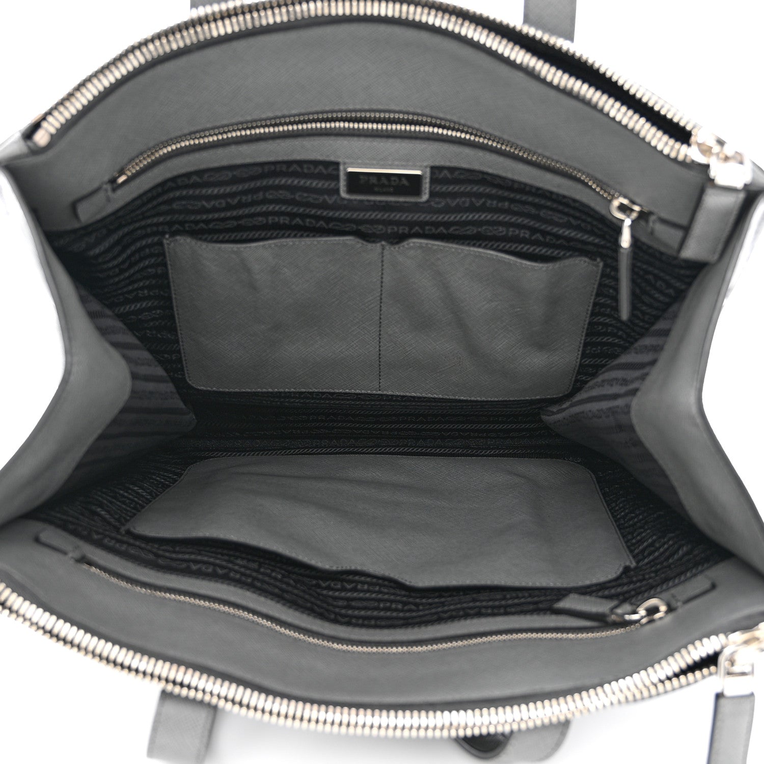 Prada Saffiano Travel Shopping Tote Mercurio 5 of 13