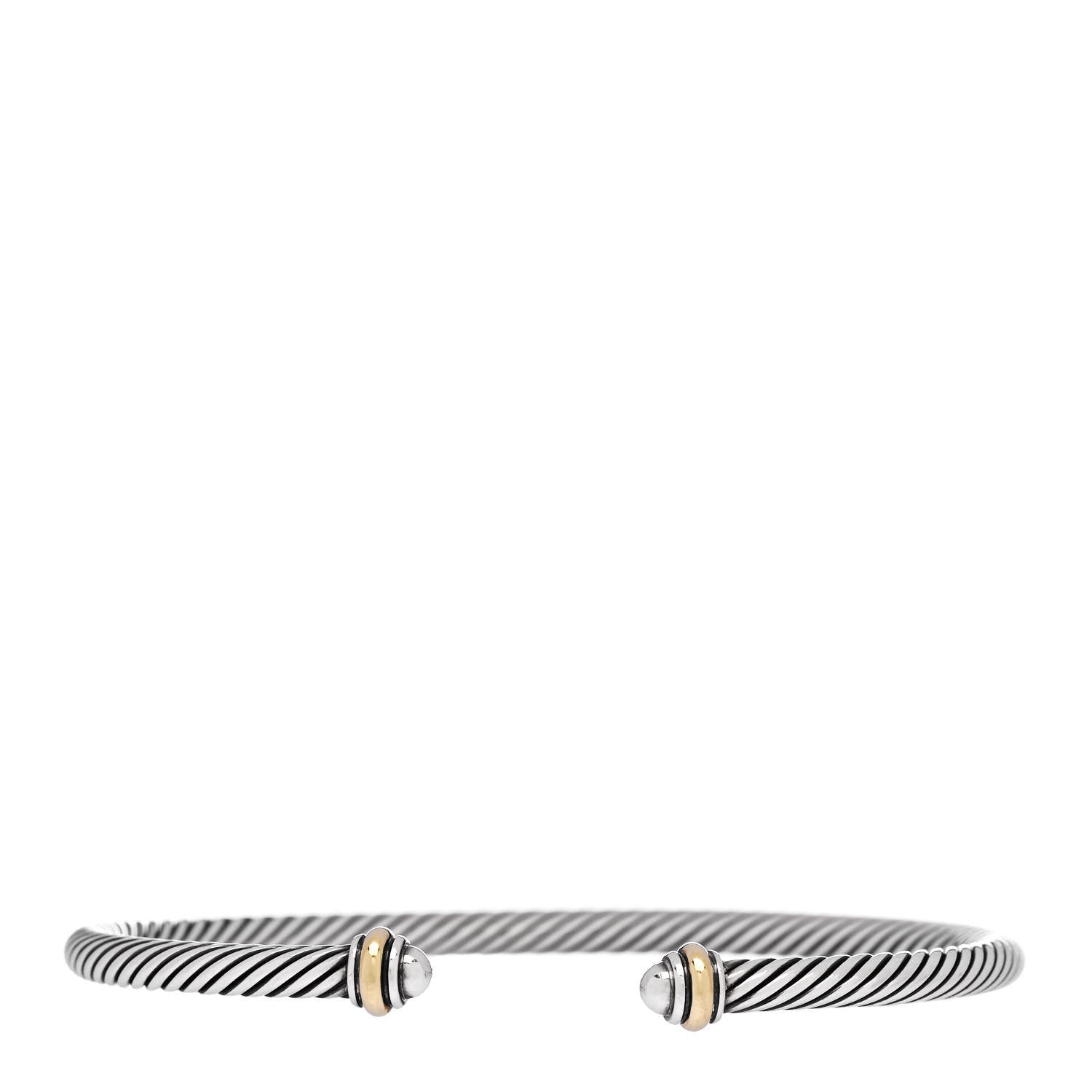 David Yurman Sterling Silver 18K Yellow Gold 4mm Cable Classics Bracelet 1 of 4