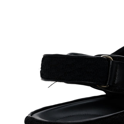 Chanel Knit Fabric Velcro Dad Sandals 41 Black Dark Blue Light Blue 9 of 10