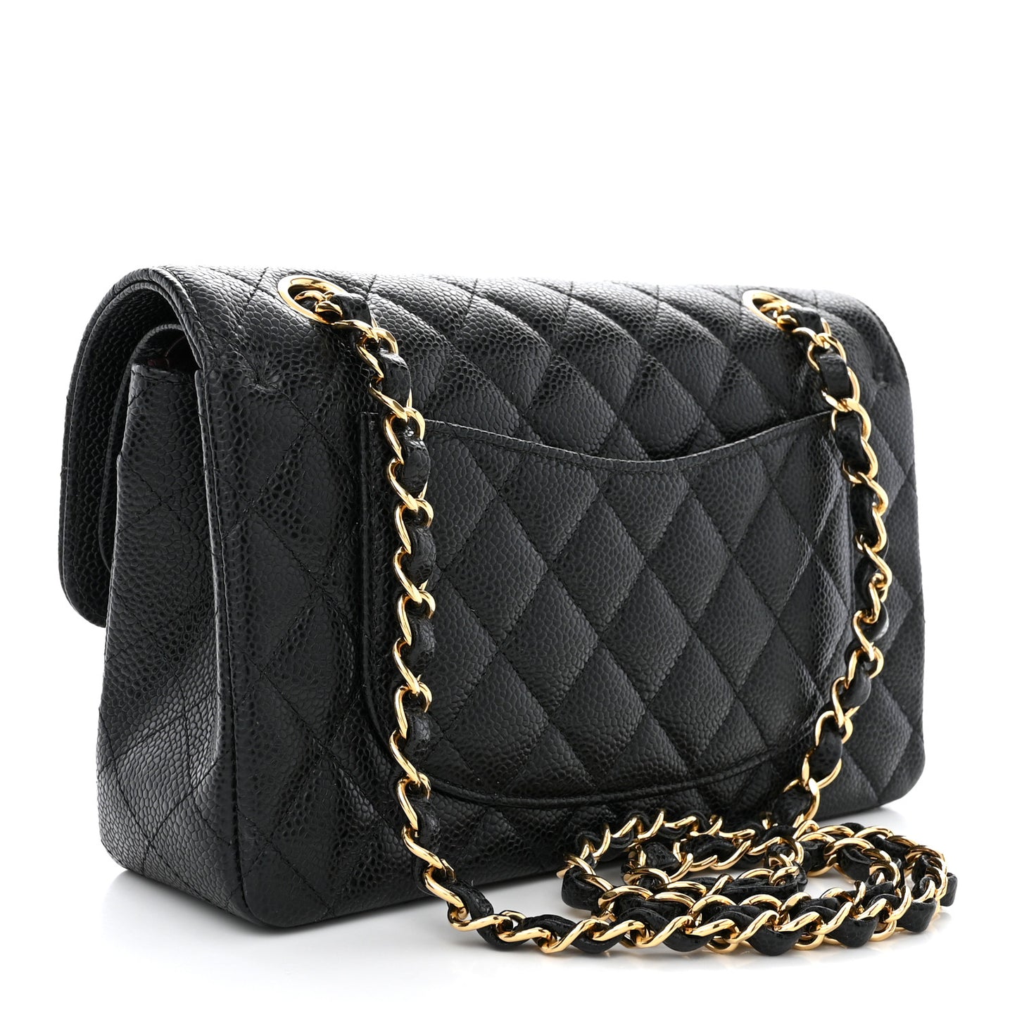 Caviar Quilted Small Double Flap Black