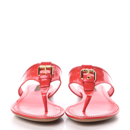 Louis Vuitton Vernis Pantheon Flat Thong Sandals 37 Grenadine 2 of 9
