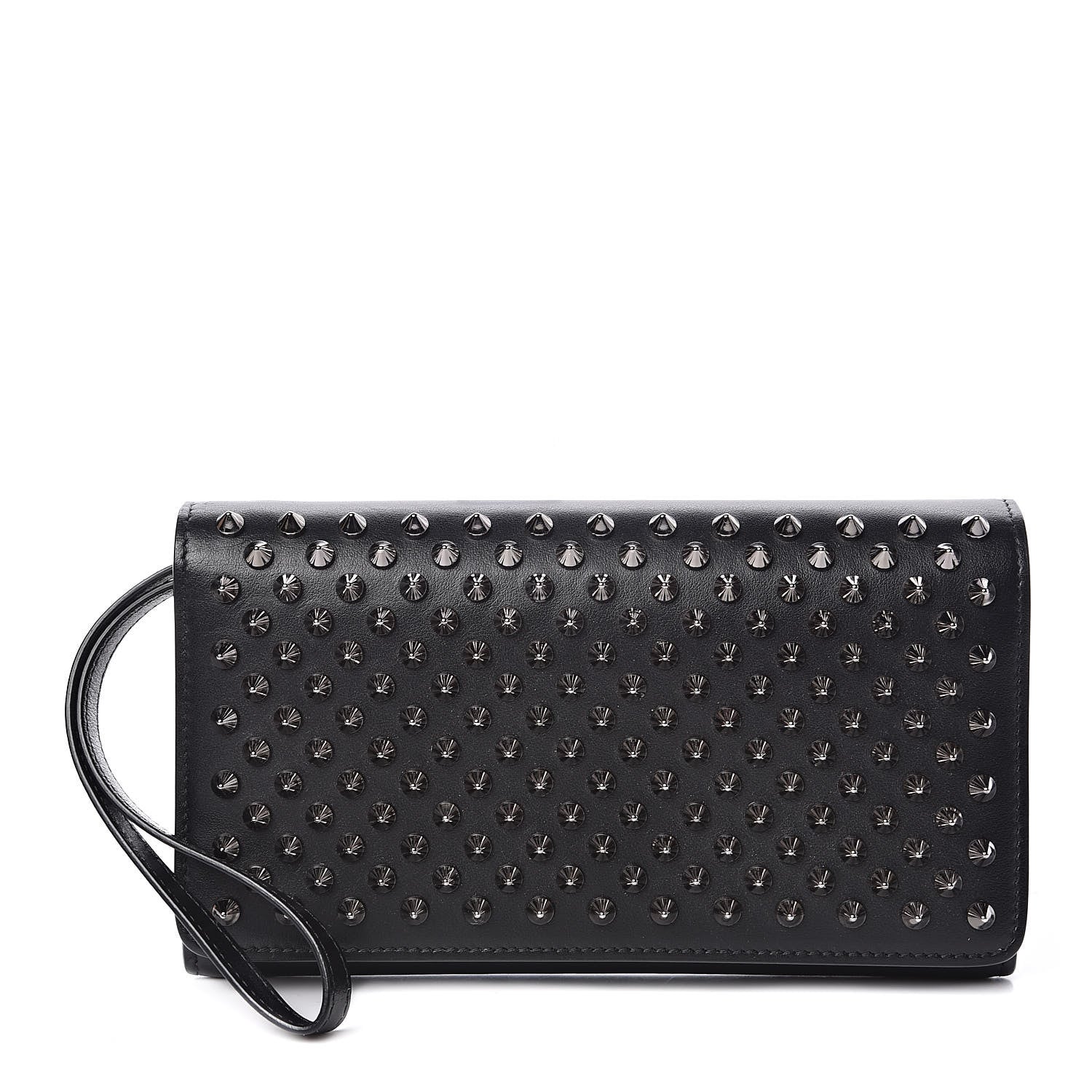 Christian Louboutin Calfskin Macaron Spiked Flap Wallet Black 1 of 9