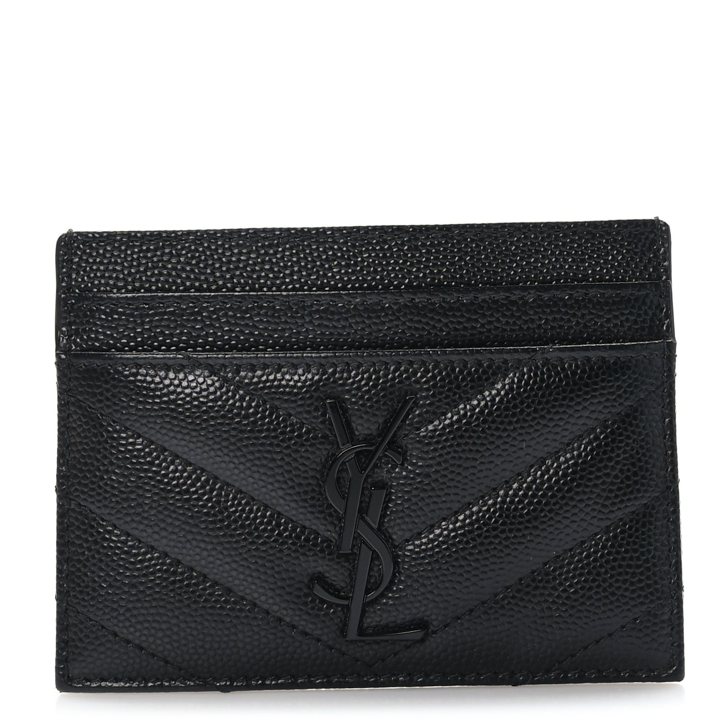 Grain De Poudre Matelasse Chevron Monochrome Monogram Credit Card Case Black