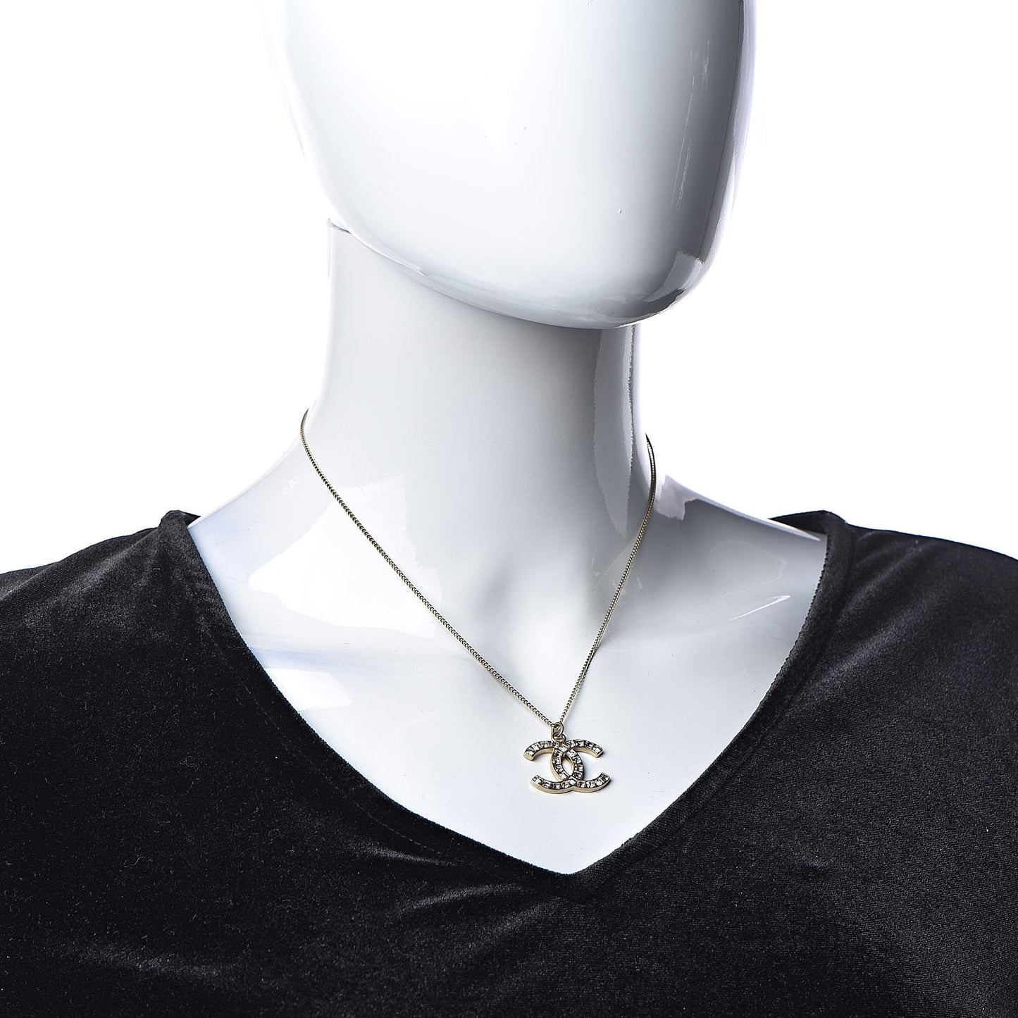 Baguette Crystal CC Necklace Gold