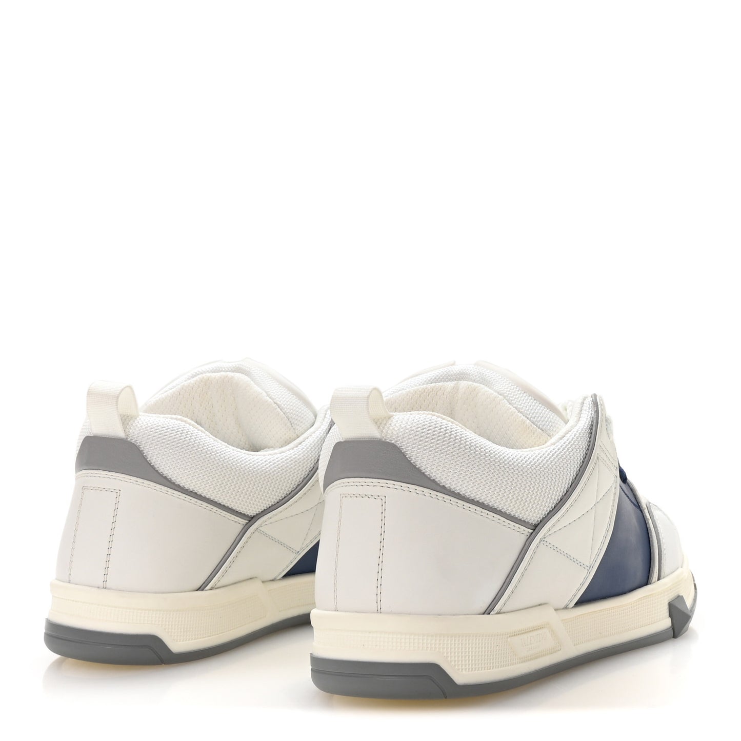 Calfskin Mens Open Skate Sneakers 40 White Blue