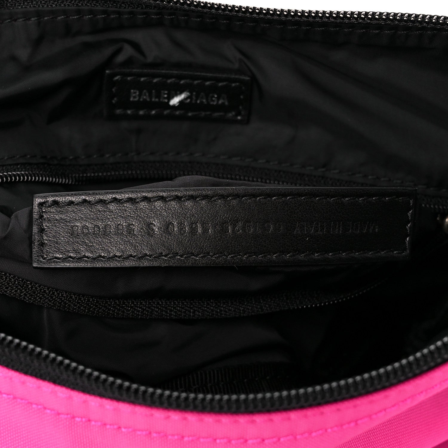 Balenciaga Recycled Sport Nylon Logo Embroidered Wheel Sling Bag Fluo Pink Black 7 of 10