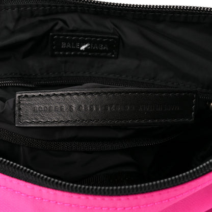 Balenciaga Recycled Sport Nylon Logo Embroidered Wheel Sling Bag Fluo Pink Black 7 of 10