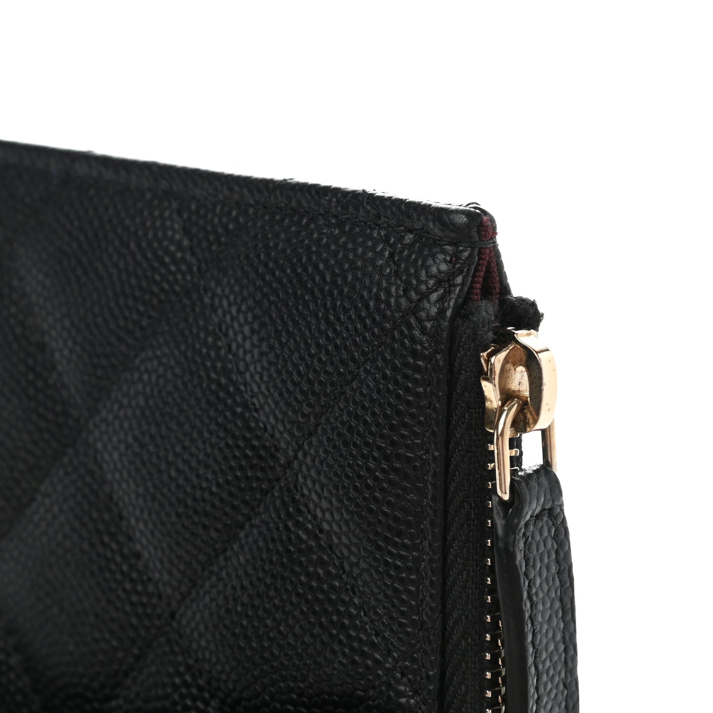 Caviar Quilted Classic Flat Wallet Pouch Black