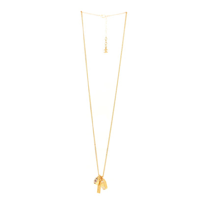 Chanel Metal Crystal Charm Necklace Purple Gold 3 of 5