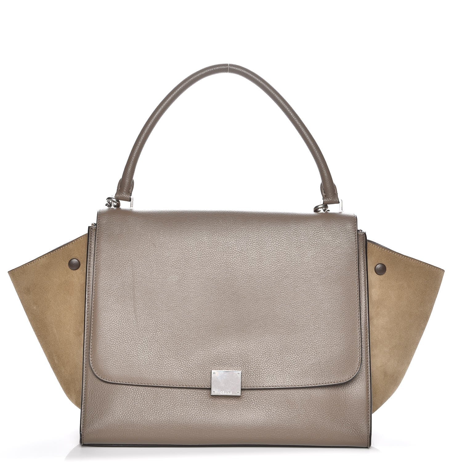 Celine Drummed Calfskin Suede Large Trapeze Souris 1 of 8