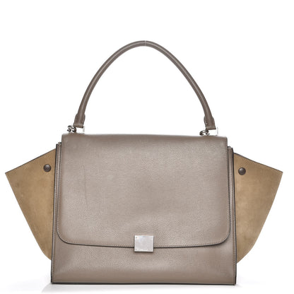 Celine Drummed Calfskin Suede Large Trapeze Souris 1 of 8
