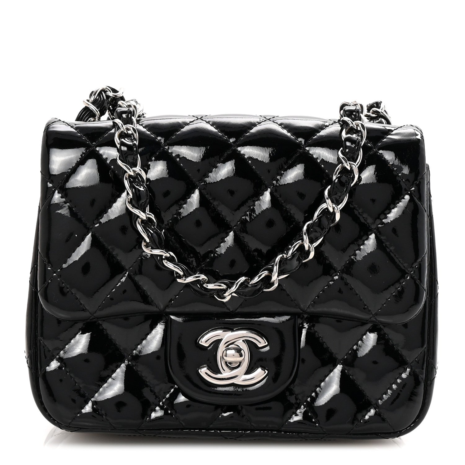 Chanel Patent Calfskin Quilted Mini Square Flap Black 1 of 10