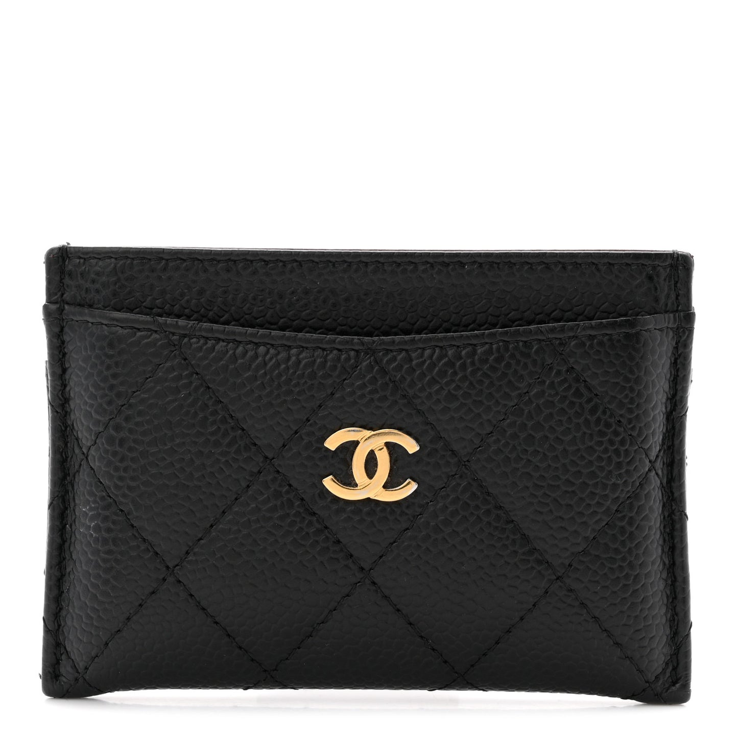 Caviar Quilted Card Holder Black