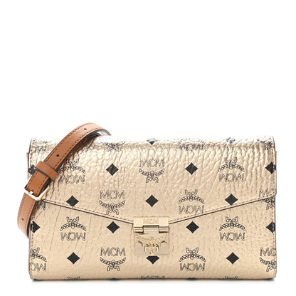 MCM Metallic Visetos Medium Millie Crossbody Bag Berlin Gold 1 of 10